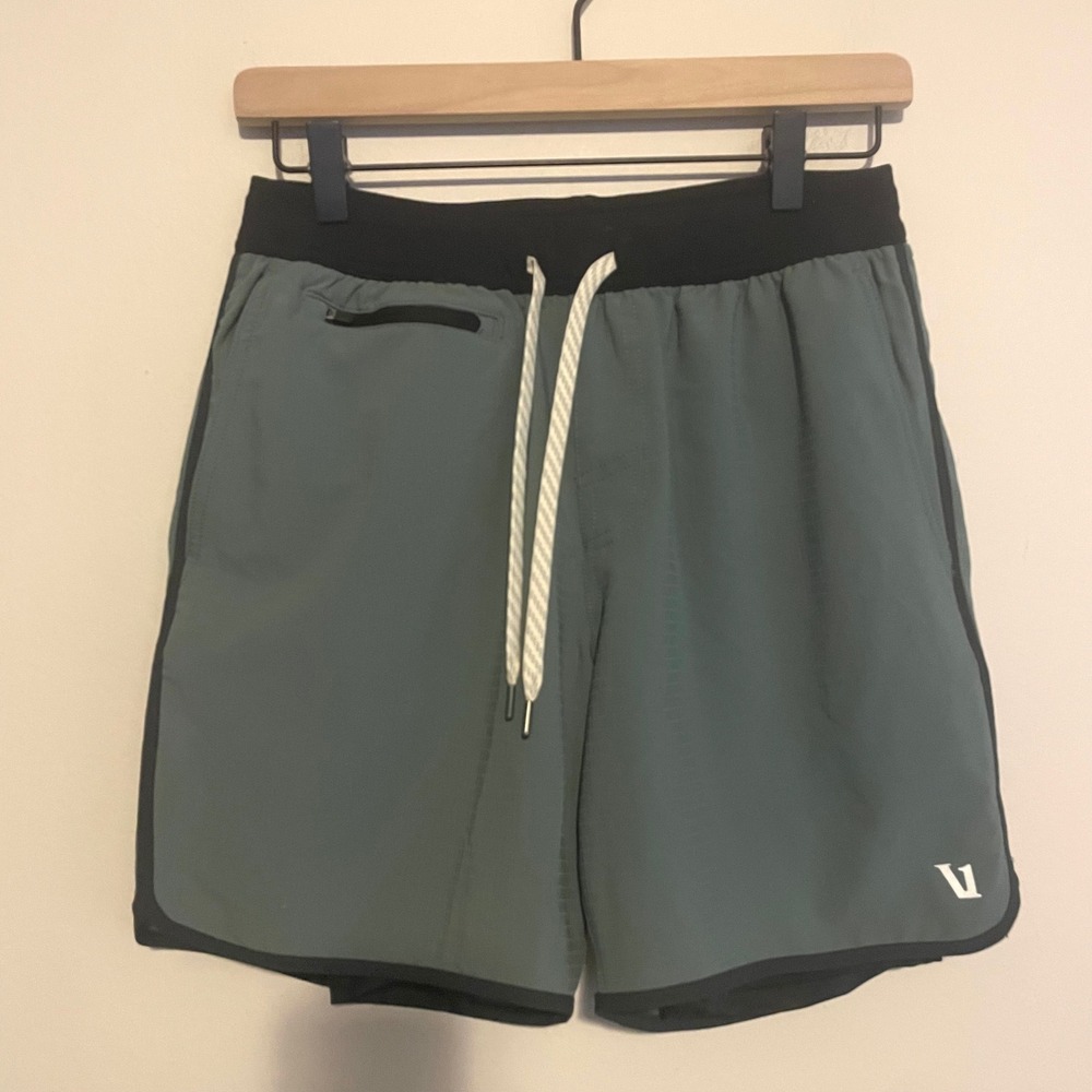 Vuori Stockton shorts small active athletic running performance blue lined